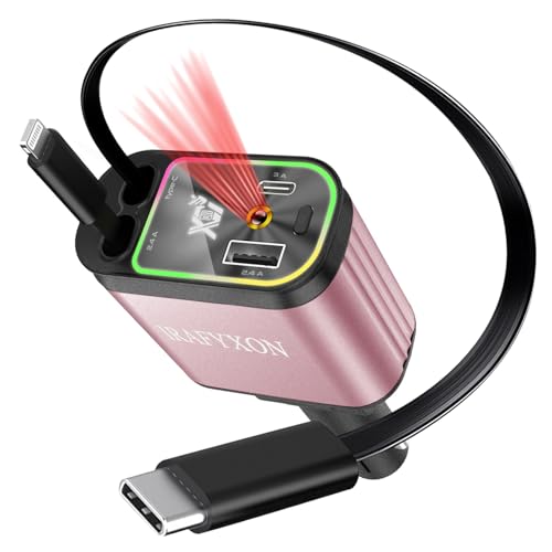 IRAFYXON Retractable Car Charger with 31-Inch Cables 4 in 1 Fast Car…