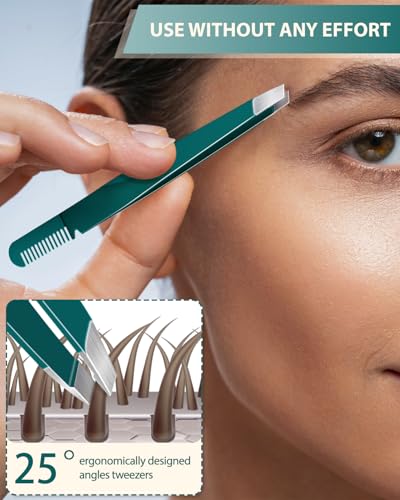 Image of MORGLES Tweezers Set 9 Pcs Nail Clipper Kit with Case for Eyebrows Grooming