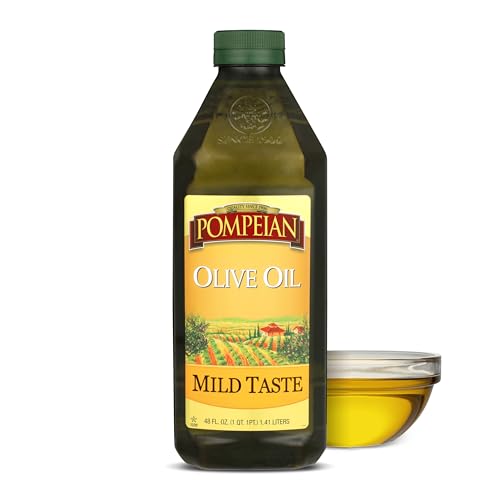 Pompeian Mild Taste Olive Oil, Mild Flavor, Perfect for Roasting & Sauteing, Naturally Gluten Free, Non-Allergenic, Non-GMO, 48 FL. OZ.