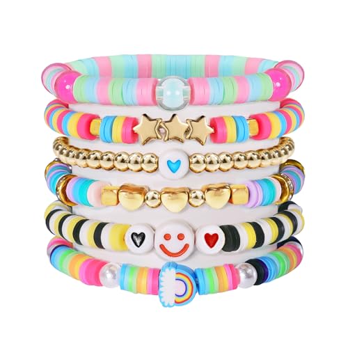 Frgofl Surfer Heishi Friendship Bracelets Set (Rainbow02)