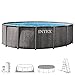 Intex 26742ND 4.57m x1.22m Greywood Prism Frame Premium Pool Set (Includes Filter Pump, Safety Ladder, Ground Cloth, Pool Cover)