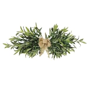 24″ Floral Swag, Greenery Swag, Artificial Olive Flower Swag, Spring Floral Swag with Green Leaves Olive Fruit, Decorative Artificial Swags for Wedding Arch Party Home Wall Garden Decorations