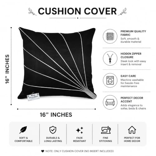 Image of Noor Silk Cushion Covers Pack of 7 | 16x16 Inches, Black