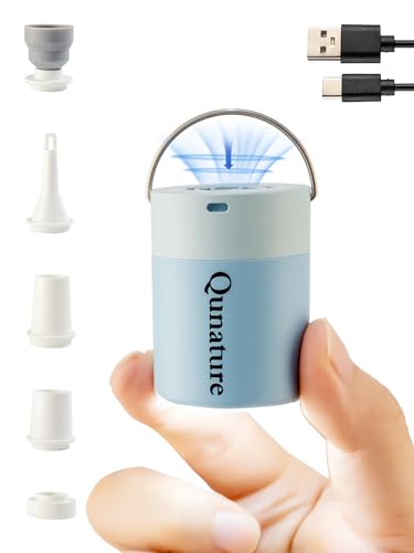 Qunature Portable Air Pump Tiny Pump 3.0 5kPa Air Pump for Inflatables with Camping Light Magnetic Design Rechargeable Air Mattress Pump for Sleeping Pads, Pool Floats, Swimming Rings Blue