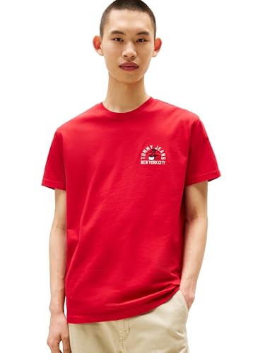 Tommy Jeans Men's Short Sleeve Cotton Graphic T-Shirts with Embroidered