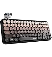 Coverzone Kablosuz Klavye - Bluetooth, Retro, Yuvarlak Tuşlu, Kedi Süs Aksesuarı