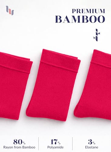 Image of Hugh Ugoli Women's Thin Soft Rayon Derived from Bamboo Crew Socks for Dress, Trouser, Seamless Toe & Non-Binding, 5-8 /9-11
