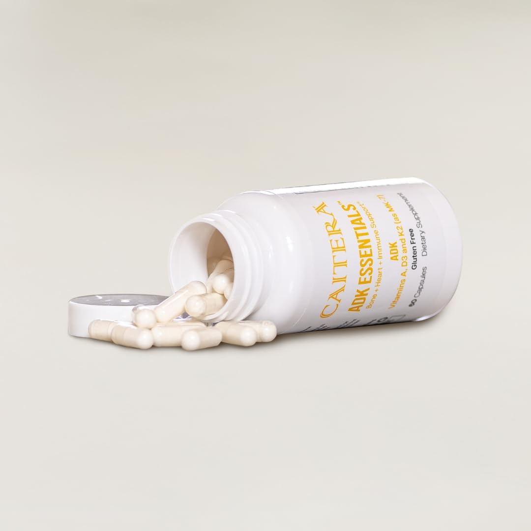 ADK Essentials | Vitamin A, D, K (as MK-7) Dietary Supplement for Bone + Heart + Immunity | Supports Bone Density/Integrity; Calcium Utilization; and Cardiovascular System | Vegan 60 Capsules