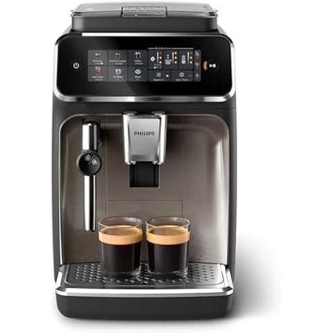 PHILIPS 3300 Series Fully Automatic Espresso Machine - 5 Beverages, Intuitive Touch Display, Classic Milk Frother, SilentBrew, 100% Ceramic Grinder, AquaClean Filter, Black Chrome Cover
