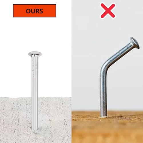 Image of 40pcs 1-1 /2 inch Wall Nails,Galvanized Hardware Nails,Good Hardness Masonry Nails for Hanging Pictures,White Zinc Plated Concrete Nails
