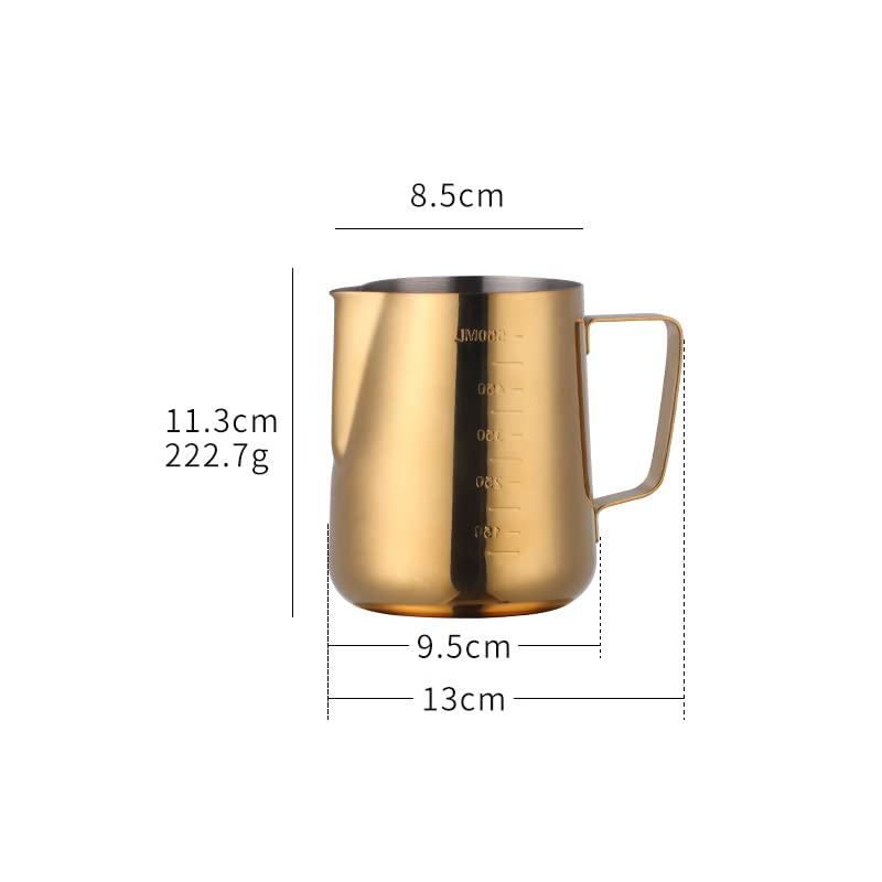 Pichet à Lait Barista 550 Ml En Acier Inoxydable Rose Gold - Pour Cappuccino, Latte - Avec Stylo Décoratif - 4