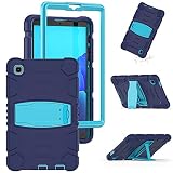 Custodia antiurto per Samsung Galaxy Tab A7 Lite 8,9 pollici 2021 (SM-T220/T225/T227) per bambini, custodia ibrida in TPU resistente con cavalletto, blu navy+blu
