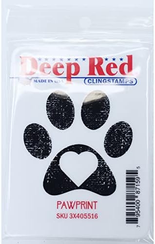 Deep Red Stamps Pawprint Rubber Cling Stamp 2 x 2 inches