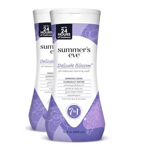 Summer's Eve Feminine Wash, Delicate Blossom, Daily pH-Balanced Body Wash for Women, Feminine Care to Remove Vaginal Odor, Gynecologist Tested, 15 Fl Oz (Pack of 2)