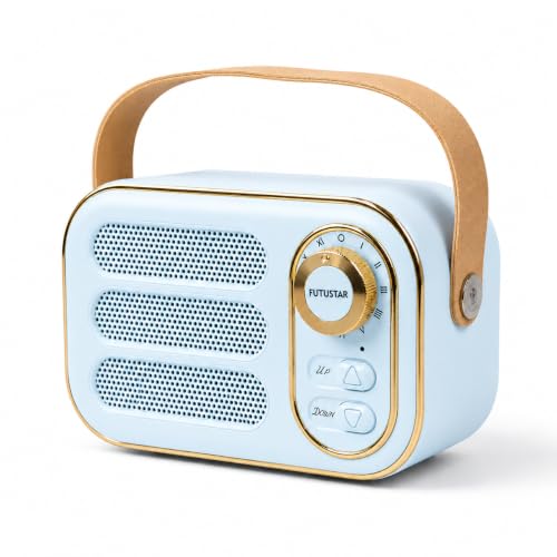 Image of Fire turtle Vintage Bluetooth Wireless Speaker | 10W RMS Loud Sound | Retro Design with Type-C Charging, 8H Battery Backup, USB & AUX Input, Portable Home & Outdoor Speaker (SkyBlue)