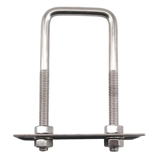 Image of Square U Bolts 304 Stainless Steel U-Bolts 1 inch Wide 2.7 inch Length (M6x25x70mm) U Clamps Bolt with Frame Plate, Washers and Nuts (6 Pack)