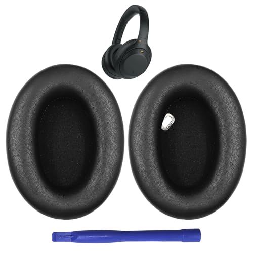 MusiDianTang Almohadillas de repuesto para auriculares Sony WH-1000XM4 (WH1000XM4), almohadillas con espuma de aislamiento de ruido, grosor añadido, sin afectar al sensor (negro)