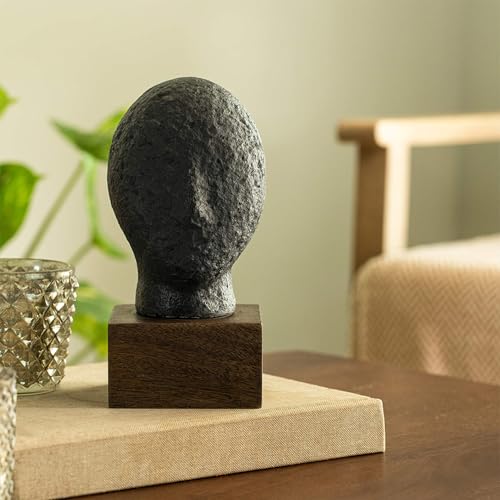 Image of Ellementry Calm Face Ecomix Sculpture 19 cm Tall, Home Decor Showpiece Figurine for Living Room & Office, Modern Asthetic Tabletop Decorative Accent, Unique Gift Item for Shelf Decoration