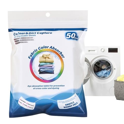 Toallitas de color para lavadoras, 50 hojas de captura de color para lavadora, paños de captura de colores para textiles, ropa