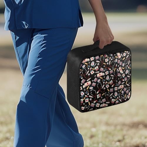 Image of Gomyblomy Black First Aid Bag Empty for Home Cars Travel Medical Emergency Kit Lightweight Medicine Bags Storage Pouch Organizer for First Aid Supplies Medium Size