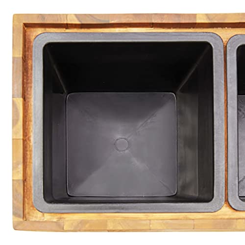 Macetero de madera de acacia jardinera exterior rectangular para plantas de jardín 6
