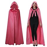maxToonrain Capa de terciopelo de lujo con capucha para adultos, capa unisex con capucha de longitud completa para disfraz de Halloween y Navidad (150 cm, rosa)