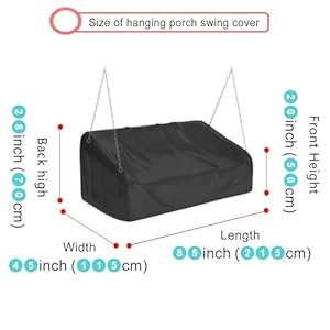Hanging Porch Swing Cover Waterproof, Outdoor Hanging Swing Cover with Seam Taped, Hanging Patio Swing Cover Oxford Cloth Windproof - Black (85 * 45 * 28/20inch) Hanging Porch Swing Cover Waterproof Outdoor Hanging Swing Cover with Seam Taped Hanging Patio Swing Cover Oxford Cloth Windproof Black 85 45 2820inch
