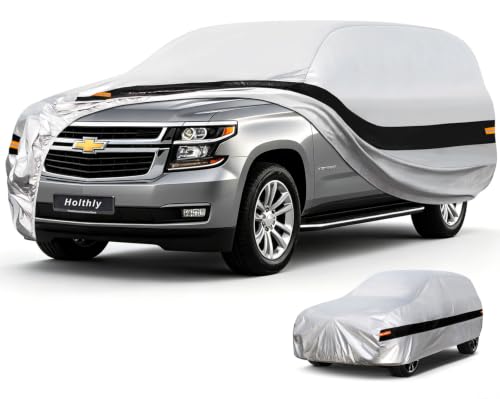 Image of 10 Layers Large SUV Car Cover Waterproof All Weather for Automobiles,100% Waterproof Outdoor Car Covers Rain Snow UV Protection.Custom Fit for Chevrolet Suburban,Cadillac Escalade ESV,etc