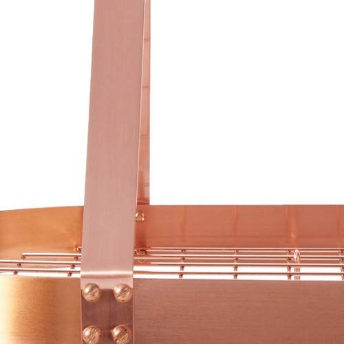 Old Dutch Oval Steel Pot Rack w. Grid & 16 Hooks, Satin Copper, 36\" x 19\" x 15.5\"