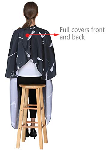 PERFEHAIR Barber Hair Cutting Cape, Professional Salon Hairdressing Gown with Snap Closure-Black