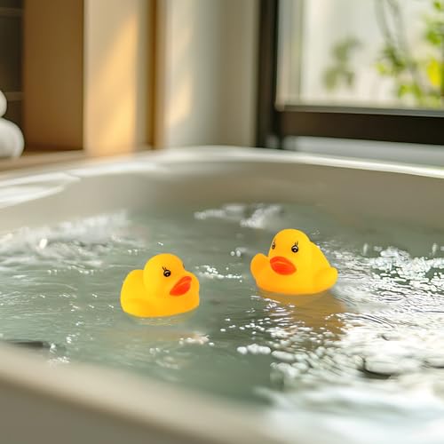 JTTJDB 50-Pieces Float & Squeak Mini Rubber Duck Baby Bath Ducky Sound Shower Toys for Kids - Thumbnail 3