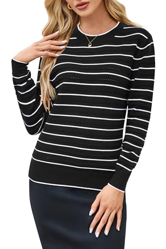 Image of Arach&Cloz Women's Soft Knit Sweater Fall Dressy Casual Pullover Tops