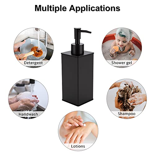 Soap Dispenser, Square Black Soap Dispenser, Premium Aluminium Rustproof Hand Soap Dispenser For Bathroom Kitchen Home Hotel 240 Ml #TOP2