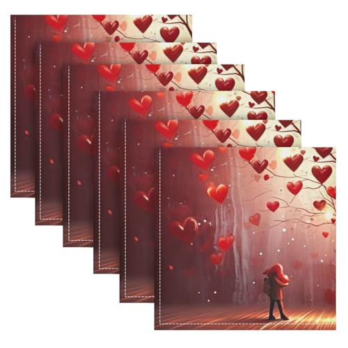 Servilletas de Tela YETTASBIN Corazón Día San Valentín Pack 6 miniatura 1