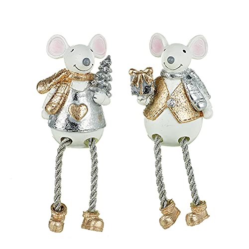 Souris de Noël blanche argentée figurine festive scintillante salon