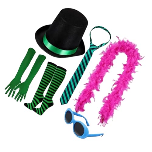 Broche peludo y sombrero fieltro en kit de accesorios de disfraz de convención anime