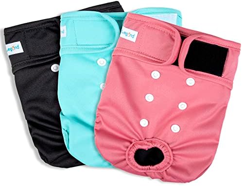 Paw Legend Washable Reusable Female Dog Diapers - No Leak Doggie Diapers for Heat Cycle (3 Pack,Medium)
