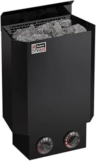 Sawo Nordex Mini NRM-30NB-BL-Z Saunaofen 3,0 kW – elektrischer Saunaofen mit integrierter Steuerung – 2–4 m³, Wandmontage, Dunkler Edelstahl