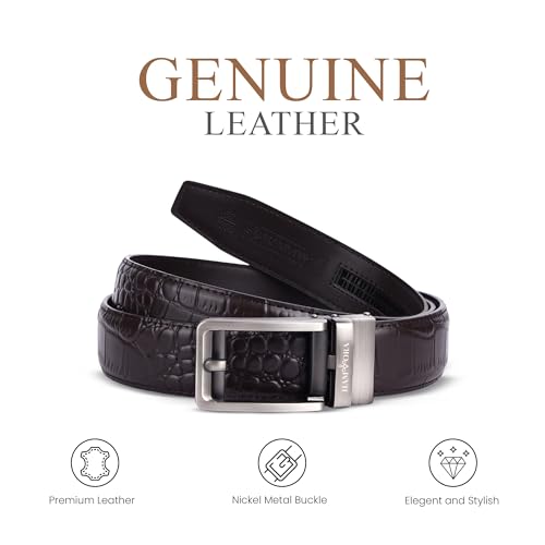Image of Genuine Leather Belt for Men Formal & Casual Wear - Belts for Men Leather Original, Durable Buckle - Belt for Man - Gift for Husband, Father, Friend