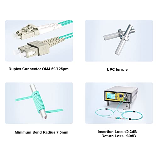 FLYPROFiber- 2M SC to LC OM4 Fiber Patch Cable | Length Options: 1m-50m, 40GB/100GB Duplex Duplex 50/125um Multimode Fiber Optic Cables LSZH-2M (7ft) by FLYPROFiber - Image 3
