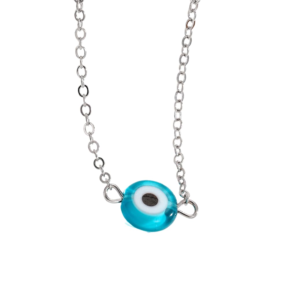 VIE Evil Eye Tiny Pendant With Silver Chain, Turquoise