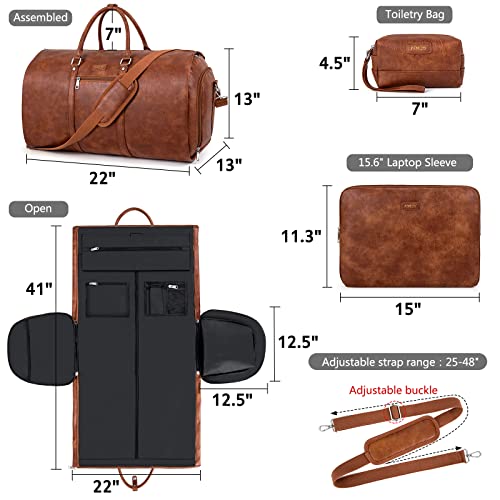 Garment Bag For Travel Leather Convertible Carry On Garment Duffel Bag For Men Travel Waterproof Large Weekender Bag For Women Men 2 In 1 Hanging Suitcase Suit Dress Business Travel Bag 3Pcs Set #TOP5