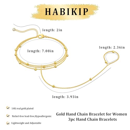 Gold Hand Chain Bracelet for Women, 14k Gold Plated Finger Ring Bracelet Dainty Adjustable Gold Hand Bracelets for Women Non Tarnish Trendy Simple Jewelry for Women4