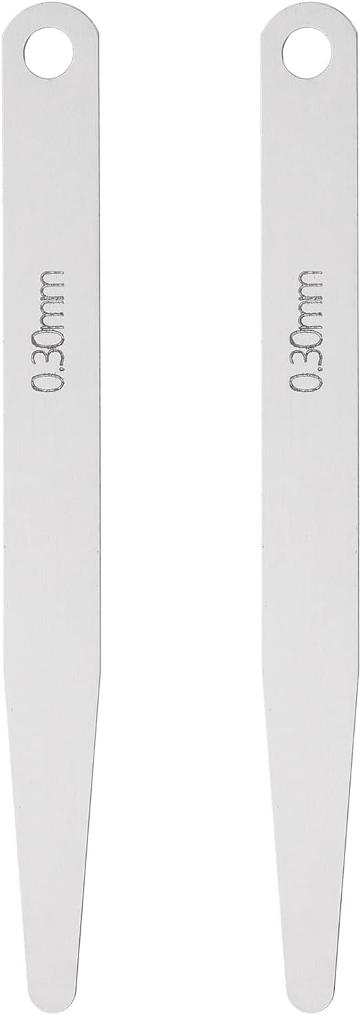 2pcs Metric Thickness Feeler Gauge 0.3mm Single Blade Oval Feeler Gauge 3CR-13 Stainless Steel Gap Measuring Tool for Repair Valve Guitar Spark Plug