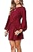 R.Vivimos Women's Autumn Winter Cotton Long Sleeves Elegant Knitted Bodycon Tie Waist Sweater Pencil Dress (Small,Wine Red)