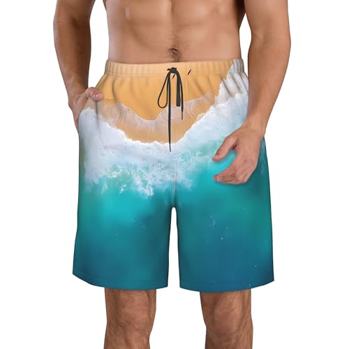 PHJAdq Pantalones cortos de playa para hombre, elásticos, de secado rápido, Negro, XL