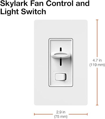 Vista 11 de Lutron SFSQ-LF-LA Skylark Ventilador de 3 velocidades de un solo polo de 1.5 amperios y control de luz, color almendra clara