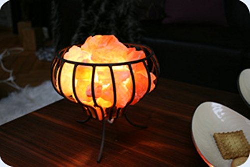 Lámpara de sal "Feuerkorb" con cesta de metal y 3 kg sal del Himalaya** Difícil