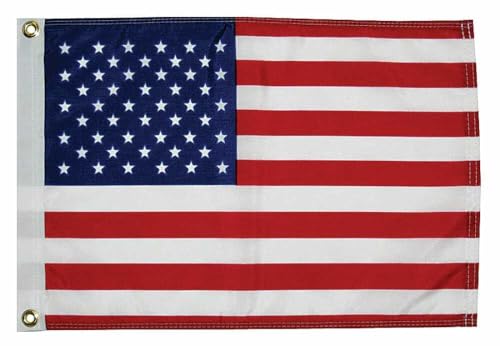 Taylor Made 50 Star U.S. Flag for Boats, 12' x 18', Brass Grommets, Water Repellent 200 Denier...