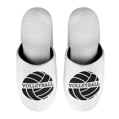Black Volleyball Women's Slipper Non Slip Comfortable Winter Warm Home House Shoes4